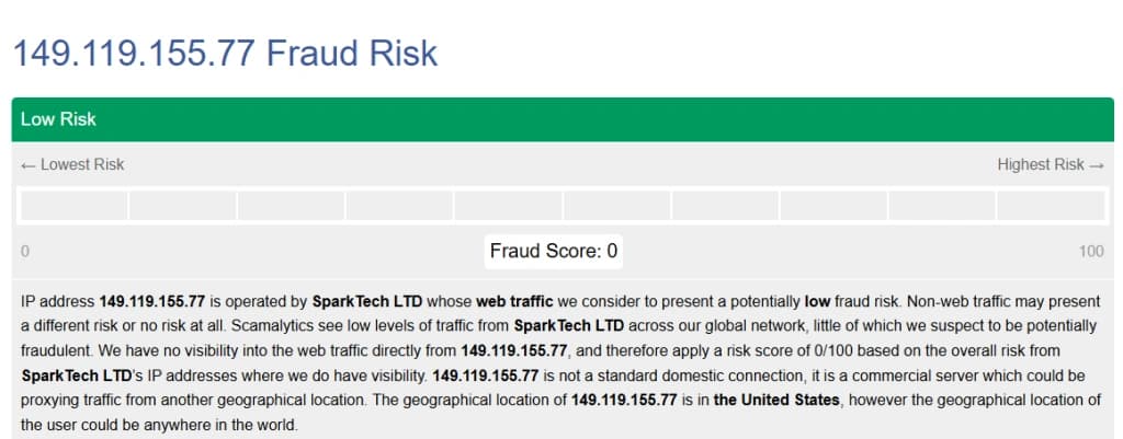scamalytics.com 检测结果： - 通宝VPN (TongBao VPN)