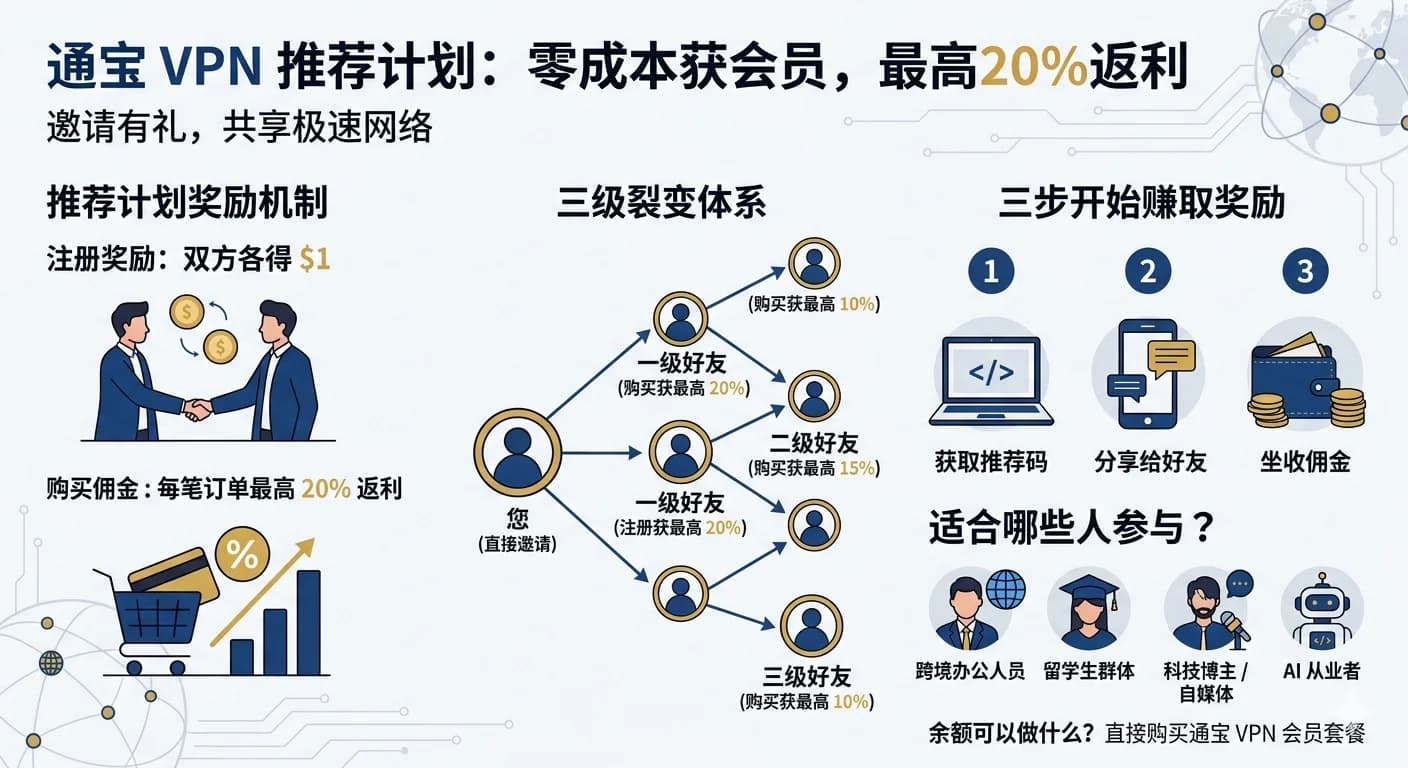 如何免费获取 VPN 会员?通宝推荐计划完整攻略 - 通宝VPN